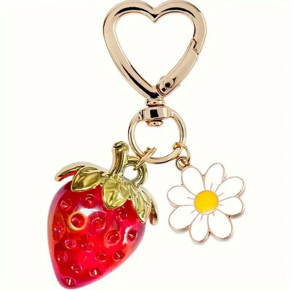 Strawberry & Floral Bag Charm - Picture 2 of 4
